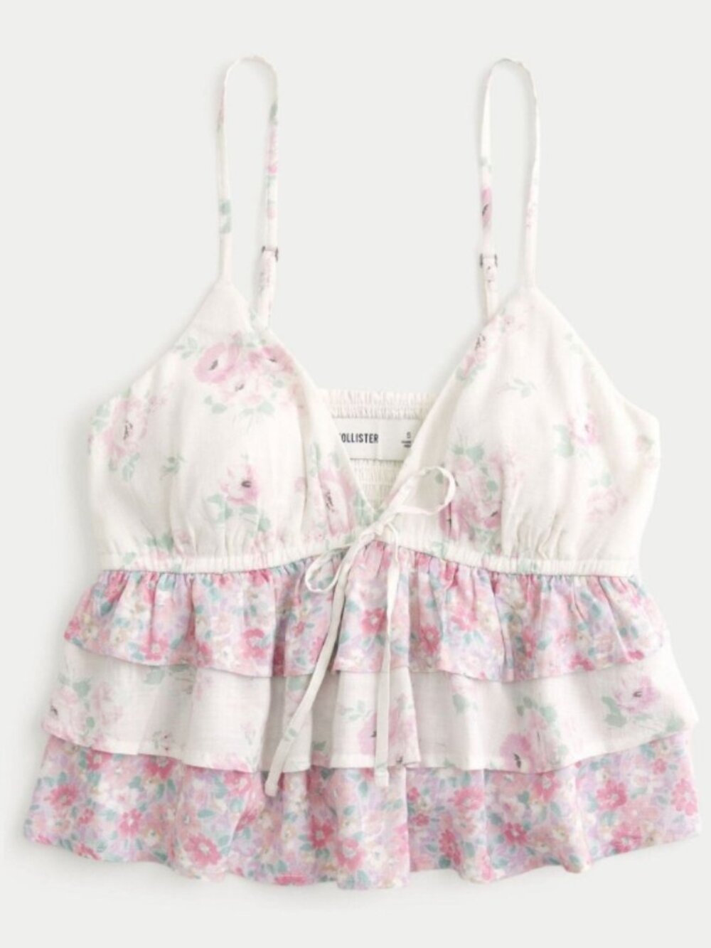 Women's Size XS Hollister Easy Tiered Blouse, Pink Floral, New With Tags, NWT